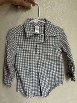 Grey & white toddler plaid long sleeve 