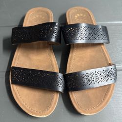 C&C California black faux leather sandals. Size 38 - 7.5
