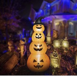8 FT Halloween Inflatables Stacked Pumpkins 