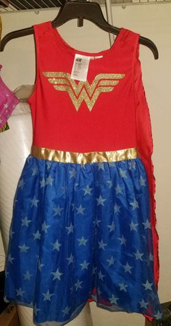 Kid's wonder woman sleeveless dress /costume with detachable cape. Size 8-10 from H & M.