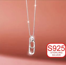 Sterling Silver Paper Clip Necklace 