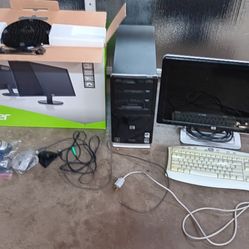 Windows 7 Tower Computer Complete System With Two Monitors