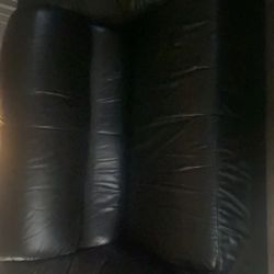 Black leather sofa