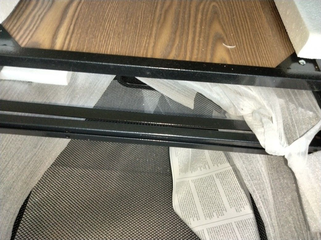Brown And Black Metal Shelving Unit