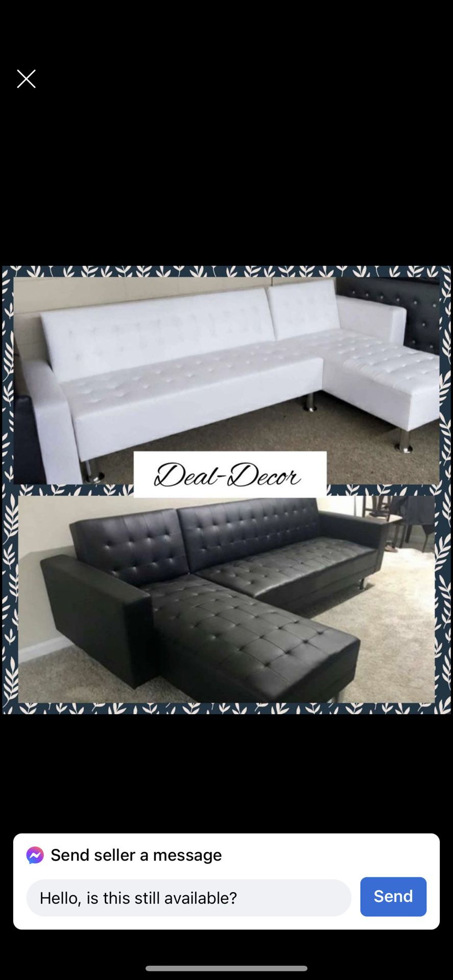 New Black Or White Futon Sectional Sofabed Couch (reversible Chaise)
