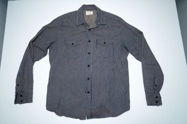 Westmajor Indigo Hickory Stripped Western Shirt Medium