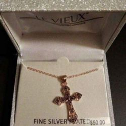 Le Vieux Cross Necklace New in Box