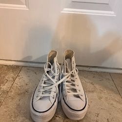 White Leather Converse (size 5)