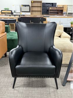 Accent Chair Removable Cushion, Comfy Upholstered Armchair with Metal Legs & Nailhead Trim Wingback Vanity Chair Desk Chair for Reading Living Room Be