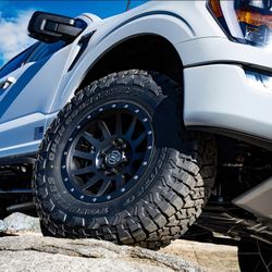 17" X8.5  ICON Wheels Compression Satin Black Rims 5 & 6 Lug