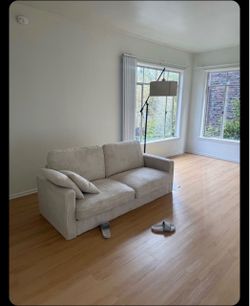 beige corduroy loveseat sofa