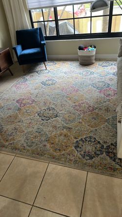 SAFAVIEH Area Rug 8x10 - Madison Collection - Large - Cream & Multi, Boho Chic Distressed Design, Non-Shedding & Easy Cleaning, Ideal for Living Room,