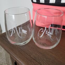 Mr & Mrs Stemless Glasses