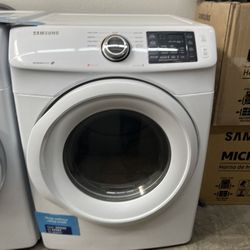 white samsung front load dryer