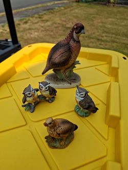 Lefton vintage figurines quail and owl