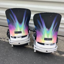 Burton Cartel Re:Flex snowboard bindings MEN'S LARGE white cloud burst
