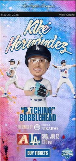 Dodger Tickets 7/12 Kike pitching bobblehead giveaway