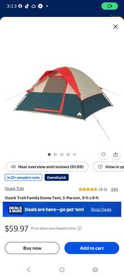 Ozark Trail Family Dome Tent, 5-Person, 9 ft x 8 ft