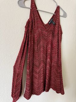 INC International Concepts burgundy chevron knit tank top in size M.