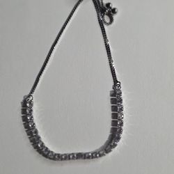 Adjustable Tennis Bracelet Silver Tone CZ New