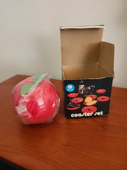 1970's Apple Coaster Set - New
