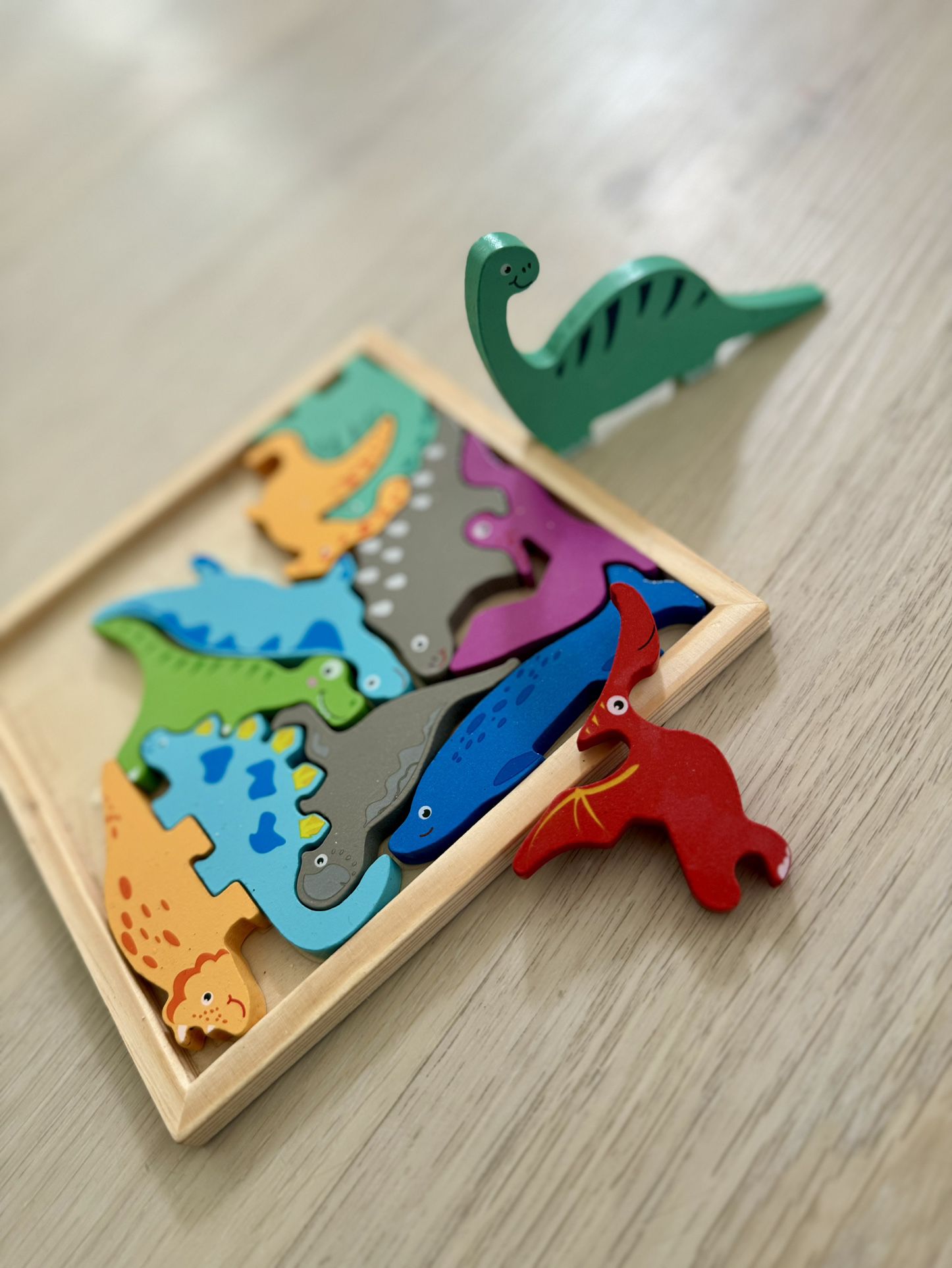 Like New Montessori Colorful Wooden Dinosaur 🦕 Puzzle Educational Kids Toy