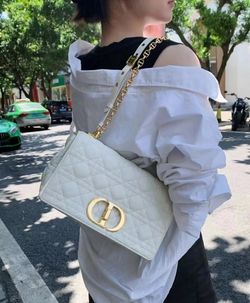 Christian Dior Caro Chain Shoulder Bag – Ivory White & Gold