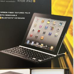 Carbon Fiber Textured Folio For iPAD 2 with Removable Bluetooth Keyboard