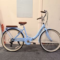Foldable City Bike - Brand: K+POP Step-Through City Bike – Sky Blue – 7-Speed