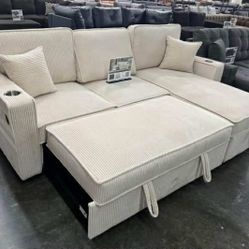 New Sleeper Sectional Couch With Storage / Free Delivery 