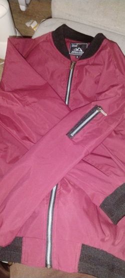 Burgundy Bomber Jacket with Ribbed Trim XL