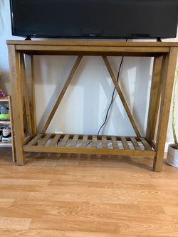 Wooden TV Stand with Bottom Shelf