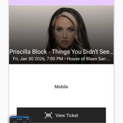 Pricilla Block Tickets Tonights Show 1/30/2026