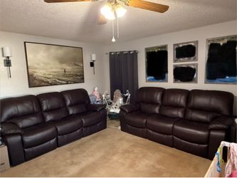 Two Leather Leesworth Power Reclining Sofas
