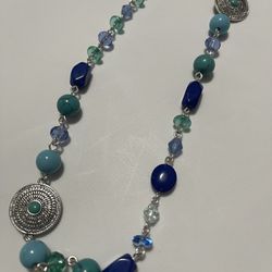 Chaps Turquoise Silver Navy Necklace