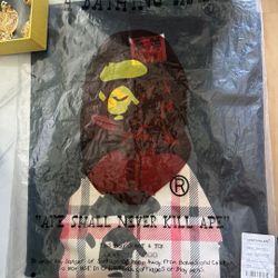 BAPE A Bathing Ape Check by Bathing Tee Black/Beige