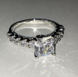 Silver 925 Classic Princess Engagement Ring