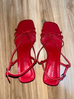 Marc Fisher Red Strappy Kitten Heels