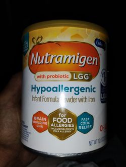 Nutramigen with Probiotic LGG hypoallergenic formula powder with iron.   12.6oz  sealed cans
