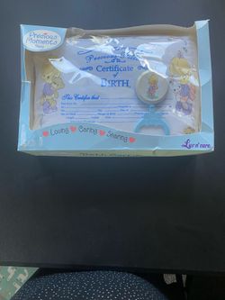 The Precious Moments Baby Birth Certificate Pillow Gift Set