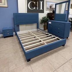 New Blue Queen Bedroom Set 