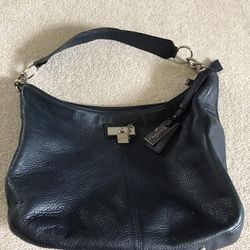 Calvin Klein Classic Pebbled Navy Leather Hobo Bag