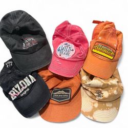 Lot of 6 Assorted Graphic Baseball Caps