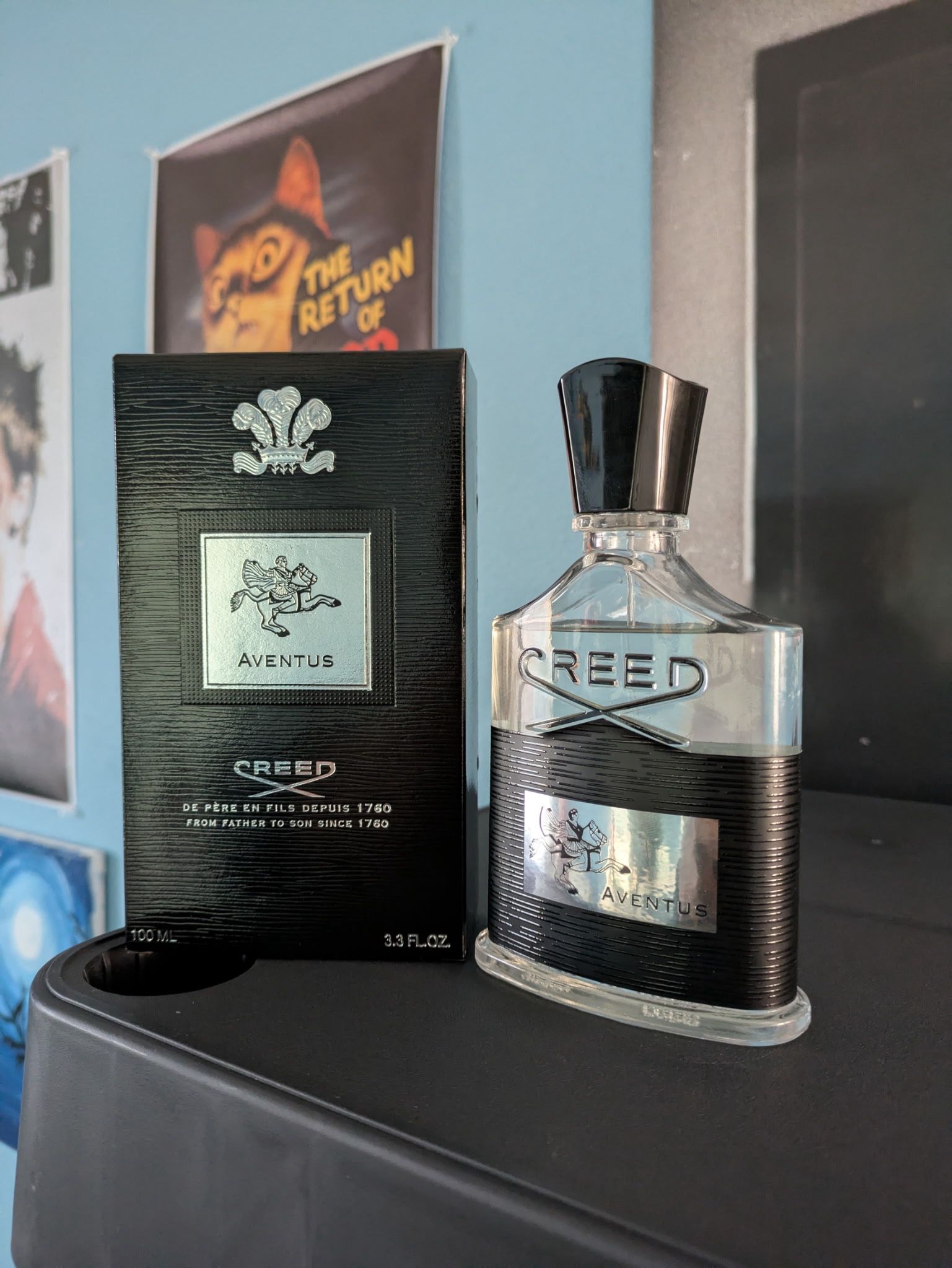 Brand New Never Sprayed bottle of Creed Aventus, 3.3fl oz 100ml bottle.