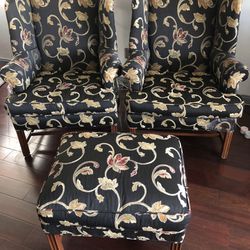 Wingback Chairs And Ottoman