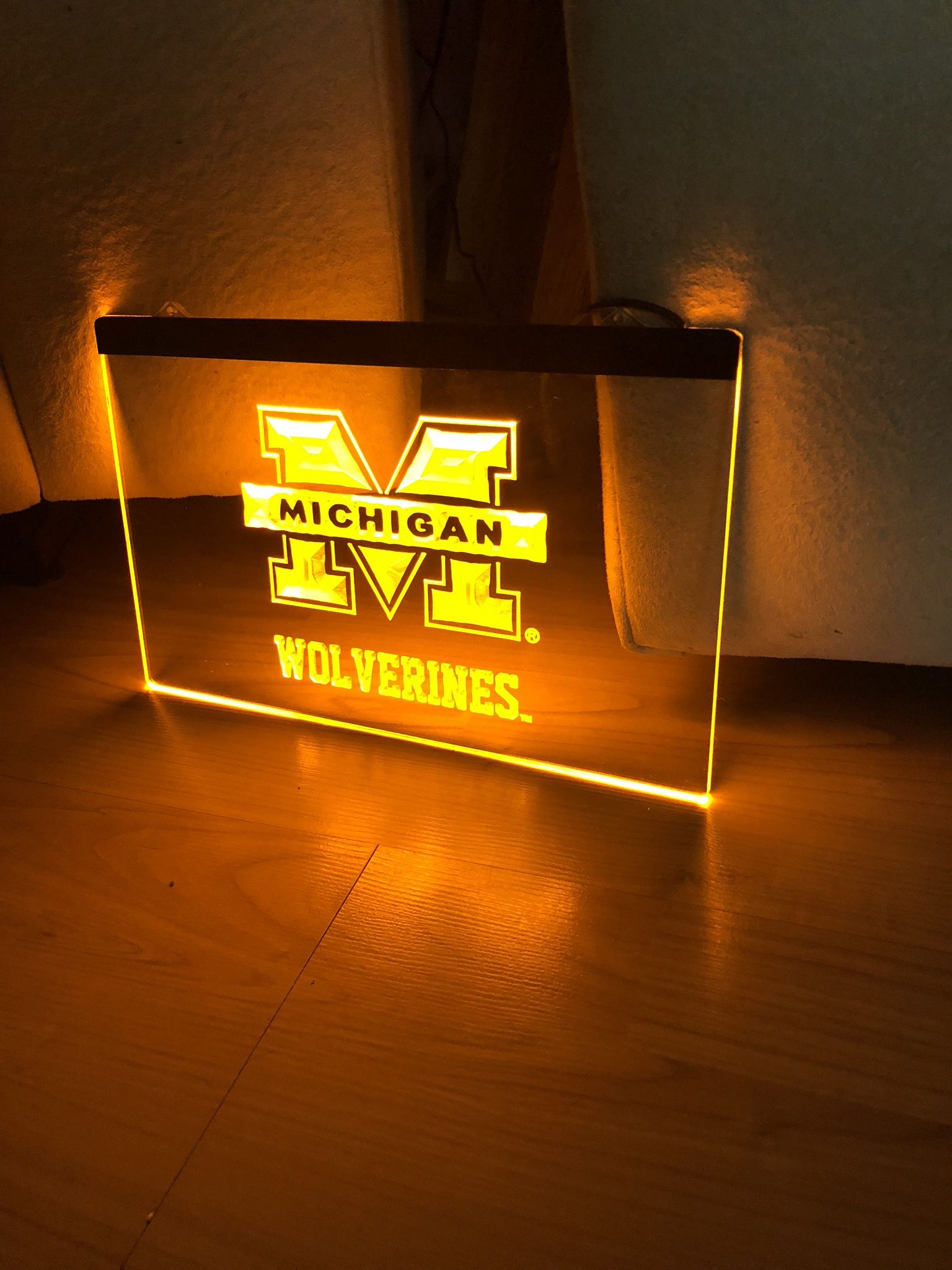MICHIGAN WOLVERINES LED NEON GOLD LIGHT SIGN 8x12
