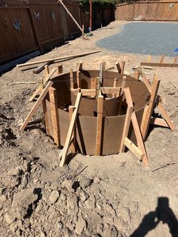 Round Concrete Form with Wooden Bracing