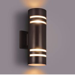rosykite Outdoor Wall Lights Exterior, Modern Outside Sconce Wall Lighting, Exterior Light Fixture Wall Mount Oil Bronze Cylinder, Up Down Outdoor Lig