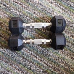 Two 5 Lbs Hex Weight Dumbbell Black Chrome Home Gym Equipment 