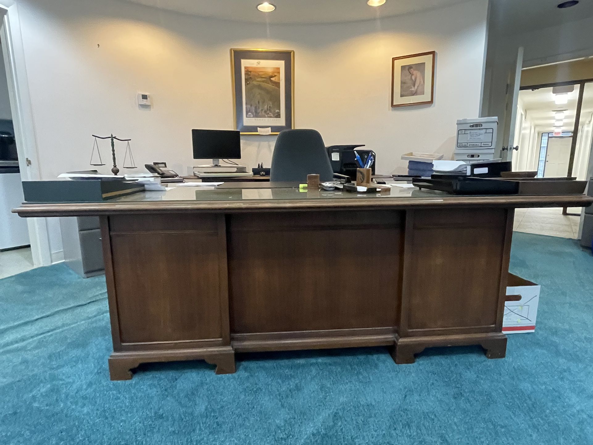 Executive Desk With Matching Credenza 